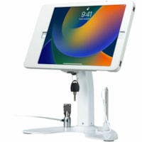 CTA Digital Dual Security Kiosk Stand with Locking Case and Cable for iPad 10.2 (Gen. 7), iPad Air 3 and iPad Pro 10.5 (White) - 10.2" to 10.5" Screen Support - Steel