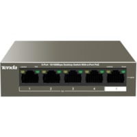 Tenda 5-Port 10/100Mbps Desktop Switch With 4-Port PoE - 5 Ports - Fast Ethernet - 2 Layer Supported - Twisted Pair - Desktop