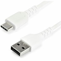 StarTech.com 1m USB A to USB C Charging Cable - Durable Fast Charge & Sync USB 2.0 to USB Type C Data Cord - Aramid Fiber M/M 60W White - USB A to USB C charging cable w/ Kevlar aramid fiber sheltering the heavy duty cord from stress of bends & pulls - High quality USB 2.0 cable w/extended strain re