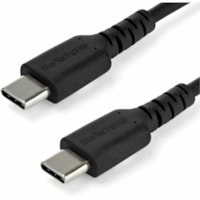 StarTech.com 1m USB C Charging Cable - Durable Fast Charge & Sync USB 2.0 Type C to C Charger Cord - TPE Jacket Aramid Fiber M/M 60W Black - Aramid fiber shelters durable USB C to USB C charger cable from stress of bends and pulls - Supports up to 3A & 60W for fast charging devices - Rugged USB 2.0 