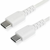 StarTech.com 2m USB C Charging Cable - Durable Fast Charge & Sync USB 2.0 Type C to C Charger Cord - TPE Jacket Aramid Fiber M/M 60W White - Aramid fiber shelters durable USB C to USB C charger cable from stress of bends and pulls - Supports up to 3A & 60W for fast charging devices - Rugged USB 2.0 