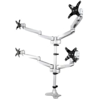 Desk Mount Quad Monitor Arm - 4 VESA Displays up to 30" -Premium Ergonomic Articulating Adjustable Pole Mount - Clamp/Grommet - VESA 75x75/100x100mm desk mount quad monitor arm 2x2 supports 4 displays up to 30in (24.8lb/screen) - Ergonomic height adjustable/articulating | 360 rotating/tilt/swivel - 