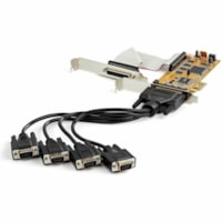 StarTech.com 8-Port PCI Express RS232 Serial Adapter Card, PCIe to DB9 Controller 16C1050 UART, Low Profile, 15kV ESD, Windows Only, TAA - 8-Port PCI Express RS232 serial adapter card 16C1050 UART 15kV ESD; Low Profile - Bi-directional speed 921.6Kbps/port|256byte FIFO - Controller card; Pin 9 power