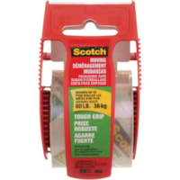 Scotch Tough Grip Packaging Tape - 22.2 yd (20.3 m) Length x 1.89" (48 mm) Width - Clear - Dispenser Included Roll - 1 / Roll