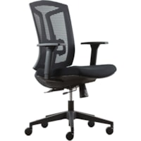 Heartwood Echo Mid Back Chair - Black Polyurethane Seat - Black Back - Mid Back - 5-star Base - Armrest - 1 Each