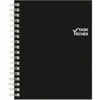 Blueline Undated Task Planner 9-1/4"x 7-1/4" , Bilingual - 1 Day Single Page Layout - Twin Wire - Black - PaperLaminated, Flexible Cover, Top Priorities Section, Telephone Section, Daily Schedule, Bilingual, Micro Perforated, Task List, Notes Area, Soft Cover, Project Planner Page - 1 Each