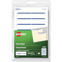 Avery® File Folder Labels for Laser and Inkjet Printers, 3½" x ?" , Blue - 3/4" (19.05 mm) Height x 3 1/2" (88.90 mm) Width - Permanent Adhesive - Rectangle - Inkjet, Laser - Blue - Paper - 7 / Sheet - 10 Total Sheets - 70 / Pack