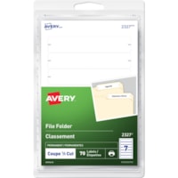 Avery® File Folder Labels for Laser and Inkjet Printers, 3-1/2" x 1/3" , White - 19/64" (7.62 mm) Height x 3 1/2" (88.90 mm) Width - Permanent Adhesive - Rectangle - Inkjet, Laser - White - 7 / Sheet - 10 Total Sheets - 70 / Pack