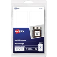 Avery® Multi-Purpose Removable Labelsfor Laser and Inkjet Printers, 1-1/2" x 1-1/2" - 1 1/2" (38.10 mm) Height x 1 1/2" (38.10 mm) Width - Removable Adhesive - Square - Inkjet, Laser - White - 6 / Sheet - 15 Total Sheets - 90 / Pack