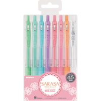 Zebra Pen Sarasa Gel Retractable Milk Colours 8pcs Set - 0.5 mm (0.02") Fine Pen Point - Retractable - Milk Blue, Milk Blue Green, Milk Green, Milk Orange, Milk Pink, Milk Purple, Milk Red, Milk White Ink - Water Based, Pigment-based, Gel-based - Transparent Plastic Barrel - 8 / Pack