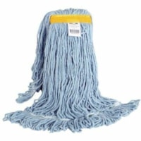 Globe Synthetic Looped End Wet Mop Narrow Band Blue 24oz - 7" (177.80 mm) Width x 20" (508 mm) Length - Looped Ends, Shrinkless, Fray Resistant, Tailband, Tangle Resistant, Chemical Resistant, Durable, Long Lasting, Disinfectant - Synthetic Yarn - Blue - 1.50 lb (680.39 g) - 1 Case