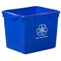 Bac de recyclage Globe - 16 gal (60566,59 mL) Capacité - Durable, Manche, Résistant à l'usure, Résistant aux déchirures - hauteur de 15,5 po (393,70 mm) x largeur de 15,5 po (393,70 mm) - Polyéthylène haute densité (HDPE) - Bleu - 1