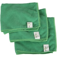 Globe 16"x16" Microfiber Cloth 240GSM Green - 16" (406.40 mm) Length x 16" (406.40 mm) Width - Durable, Launderable - Green - 10 / Pack