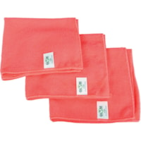 Globe 16"x16" Microfiber Cloth 240GSM Red - 16" (406.40 mm) Length x 16" (406.40 mm) Width - Durable, Launderable - Red - 10 / Pack