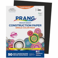 Prang Construction Paper - School Project, Art Project, Craft Project, Paper Crafting - 9" (228.60 mm) x 12" (304.80 mm) - 78 g/m² Grammage - 50 / Pack - Black - Groundwood