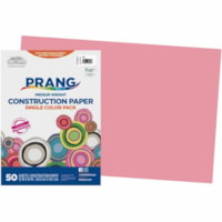 Prang Construction Paper - School Project, Art Project, Craft Project, Paper Crafting - 12" (304.80 mm) x 18" (457.20 mm) - 78 g/m² Grammage - Pink - Groundwood - 50 / Pack