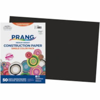 Prang Construction Paper - School Project, Art Project, Craft Project, Paper Crafting - 12" (304.80 mm) x 18" (457.20 mm) - 78 g/m² Grammage - 50 / Pack - Black - Groundwood