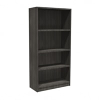 Heartwood Innovations Bookcase - x 32" (812.80 mm) x 14" (355.60 mm) x 1" (25.40 mm), 0.1" (3 mm) x 66" (1676.40 mm) Shelf, Edge - 4 Shelve(s) - Material: Particleboard, Laminate - Finish: Gray Dusk - Thermofused Laminate (TFL) Table Top