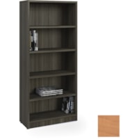 Heartwood Innovations Bookcase - x 32" (812.80 mm) x 14" (355.60 mm) x 1" (25.40 mm), 0.1" (3 mm) x 72" (1828.80 mm) Shelf, Edge - 5 Shelve(s) - Material: Particleboard, Polyvinyl Chloride (PVC), Laminate - Finish: Sugar Maple - Thermofused Laminate (TFL) Table Top