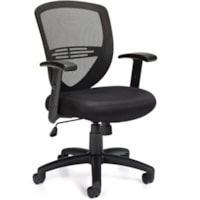 Offices to Go® Petra Tilter Chair - Black Fabric Seat - Black Mesh Fabric Back - Medium Back - 5-star Base - Black - 1 Each