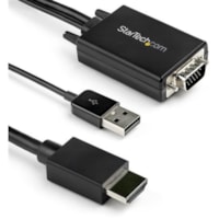 StarTech.com - Cable vidéo VGA2HDMM10 - 1 x HDMI 1.4 19 broches audio/vidéo numérique - Mâle - 1 x USB 2.0 Type A alimenté à 4 broches - Mâle, 1 x USB 2.0 Type A alimenté à 4 broches - Mâle - Noir - 1