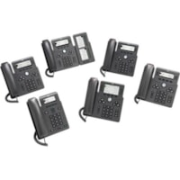 Téléphone IP 6871 - Filaire - Avec fil/Sans fil - Wi-Fi - Fixation au mur - Charbon Cisco - 6 x Ligne Totale - VoIP - IEEE 802.11a/b/g/n - 2 x Réseasu (RJ-45) - PoE Ports