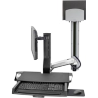 Ergotron - Fixation murale StyleView pour Moniteur, Clavier, Scanner de codes à barres, Processeur, Souris, Repose-poignets - Aluminium poli - 1 Écran(s) supportés - 24 po Support d'écran - 31,97 lb (14500 g) Capacité de charge - 75 x 75, 100 x 100 - Aluminium, Plastique