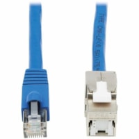 Tripp Lite by Eaton Cat6 Keystone Jack Cable Assembly, RJ45 M/F, 18 in., Blue - 1.5 ft (0.46 m) Category 6 Network Cable for Wallplate, Network Device, Surveillance Camera, Access Point - First End: 1 x RJ-45 Network - Male - Second End: 1 x RJ-45 Network - Female - 1 Gbit/s - Patch Cable - Gold Pla