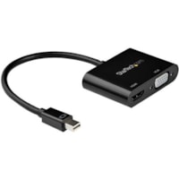 StarTech.com Mini DisplayPort to HDMI VGA Adapter - mDP 1.2 HBR2 to HDMI 2.0 4K 60Hz or VGA Video Monitor Converter - TB2 Compatible - 2-in-1 Mini DisplayPort 1.2 (HBR2) to HDMI 2.0 4K 60Hz or VGA 1080p monitor adapter | HDMI: HDR/7.1 audio/HDCP 2.2/1.4 - Active mDP video converter (TB2 compatible) 