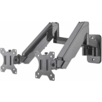 Manhattan 461627 Wall Mount for Monitor, Display, TV, Flat Panel Display, Curved Screen Display - Black - Height Adjustable - 2 Display(s) Supported - 17" to 32" Screen Support - 35.27 lb (16000 g) Load Capacity - 75 x 75, 100 x 100 - VESA Mount Compatible - Aluminum, Steel, Plastic