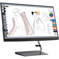 Lenovo Q24h-10 24" Class WQHD LCD Monitor - 16:9 - Gray - 23.8" Viewable - In-plane Switching (IPS) Technology - WLED Backlight - 2560 x 1440 - 16.7 Million Colors - FreeSync - 300 cd/m² Typical - 4 ms - 75 Hz Refresh Rate - Speakers - HDMI - DisplayPort