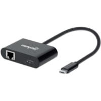 Manhattan USB-C to Gigabit Network Adapter With Power Delivery Port - USB 3.2 (Gen 1) Type C - 1 Port(s) - 1 - Twisted Pair - 10/100/1000Base-T - Portable