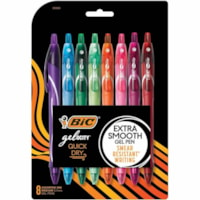 Stylo gel Gel-ocity BIC - 0,7 mm (0,03 po) Moyenne Pointe de stylo - Rétractable - Ink Couleurs de couverture assorties - A base de gel - Barrel Couleurs de couverture assorties - 8 / emballage