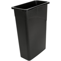 Globe Slim Container 23 Gallon Black - 23 gal (87064.471032 mL) Capacity - Rectangular - 30" Height x 11" Width - Black - 4