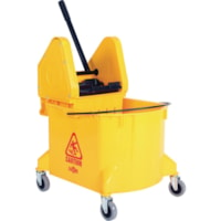 Globe 35 Qt Downpress Bucket and Wringer Yellow - 33.12 L - Caster, Heavy Duty - 34" (863.60 mm) x 16.50" (419.10 mm) - Yellow - 1 / Pack