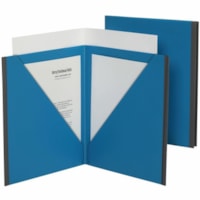 Pendaflex Letter, Tabloid Pocket Folder - 8 1/2" (215.90 mm) x 11" (279.40 mm), 17" (431.80 mm) x 11" (279.40 mm) - 60 Sheet Capacity - 3 Pocket(s) - Blue, Gray - 1 Each