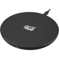 Adesso 10W Max Qi-Certified Disc-Style Wireless Charger - 5 V DC, 9 V DC Input - Input connectors: USB - Overcharge Protection, LED Indicator, Slip Resistant - 1 Each