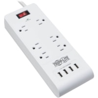 Tripp Lite by Eaton TLP64USBRA15 6-Outlet Surge Suppressor/Protector - 6 x NEMA 5-15R, 4 x USB - 1.80 kVA - 900 J - 120 V AC Input - 15 ft (4.57 m)