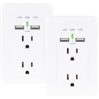 CyberPower MP18HO007 Multipack - (2) Wall Taps w/ USB, White, 1 Year Limited Warranty