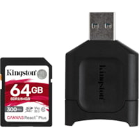 Kingston Canvas React Plus 64 GB Class 10/UHS-II (U3) SDXC - 300 MB/s Read - 260 MB/s Write