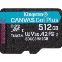 microSDXC Canvas Go! Plus SDCG3 512 Go Classe 10/UHS-I (U3) Kingston - 170 Mo/s Lecture - 90 Mo/sSpaceEcriture - À vie Garantie