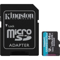 Kingston Canvas Go! Plus SDCG3 64 GB Class 10/UHS-I (U3) microSDXC - 170 MB/s Read - 70 MB/s Write - Lifetime Warranty