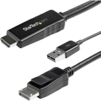 StarTech.com 3 m (9.8 ft.) HDMI to DisplayPort Cable - 4K 30Hz - USB-powered - Active HDMI to DisplayPort Cable (HD2DPMM10) - This 4K HDMI to DisplayPort cable with USB power lets you connect an HDMI video source such as your laptop desktop Blu-ray(tm) player to a DisplayPort monitor without any 