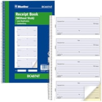 Blueline - Livret de reçus - 200 Feuilles - Reliure à spirales - 2 Pièce - Autocopiant - format 6 5/8 po (16,8 cm) x 10 5/8 po (27 cm) - Cover Bleu - 1 chaque