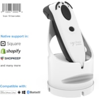 Socket Mobile DuraScan® D730, Laser Barcode Scanner, White & Charging Dock - Wireless Connectivity - 15 ft (4572 mm) Scan Distance - 1D - Laser - White