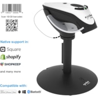 Socket Mobile DuraScan® D740, Universal Barcode Scanner, White & Charging Stand - Wireless Connectivity - 19.50" (495.30 mm) Scan Distance - 1D, 2D - Laser - Bluetooth - White - Stand Included