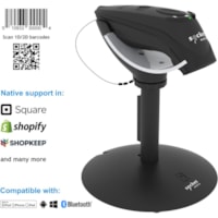 Socket Mobile DuraScan® D740, Universal Barcode Scanner, Black & Charging Stand - Wireless Connectivity - 19.50" (495.30 mm) Scan Distance - 1D, 2D - Laser - Bluetooth - Black - Stand Included