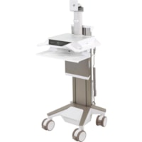 Chariot médical CareFit Ergotron - Pousser/Tirer Poignée - 17 kg Capacité - 4 Roulette - 5po (127 mm) Taille de roulette - Blanc, Gris vif