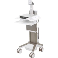 Chariot médical CareFit Ergotron - Pousser/Tirer Poignée - 17 kg Capacité - 4 Roulette - 5po (127 mm) Taille de roulette - Blanc, Gris vif