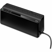 850VA APC Security Battery - 50 VA / 450 W backup battery power supply. 9 outputs (NEMA 5-15R): 6 UPS backup batteries with surge protection outlets, and 3 surge protection outlets. Two USB charging ports (2.4A shared). 1.5m power cord, 3-prong right-angle wall outlet (NEMA 5-15P). Wall mount. 12.87